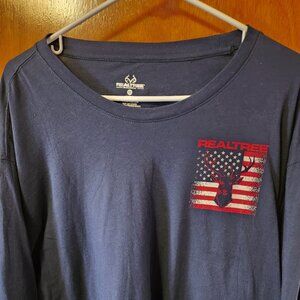 Men's 2XL Realtree Blue Patriotic Theme Graphic Crew Neck Long Sleeve Shirt